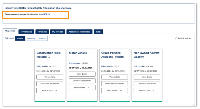 Client portal home page