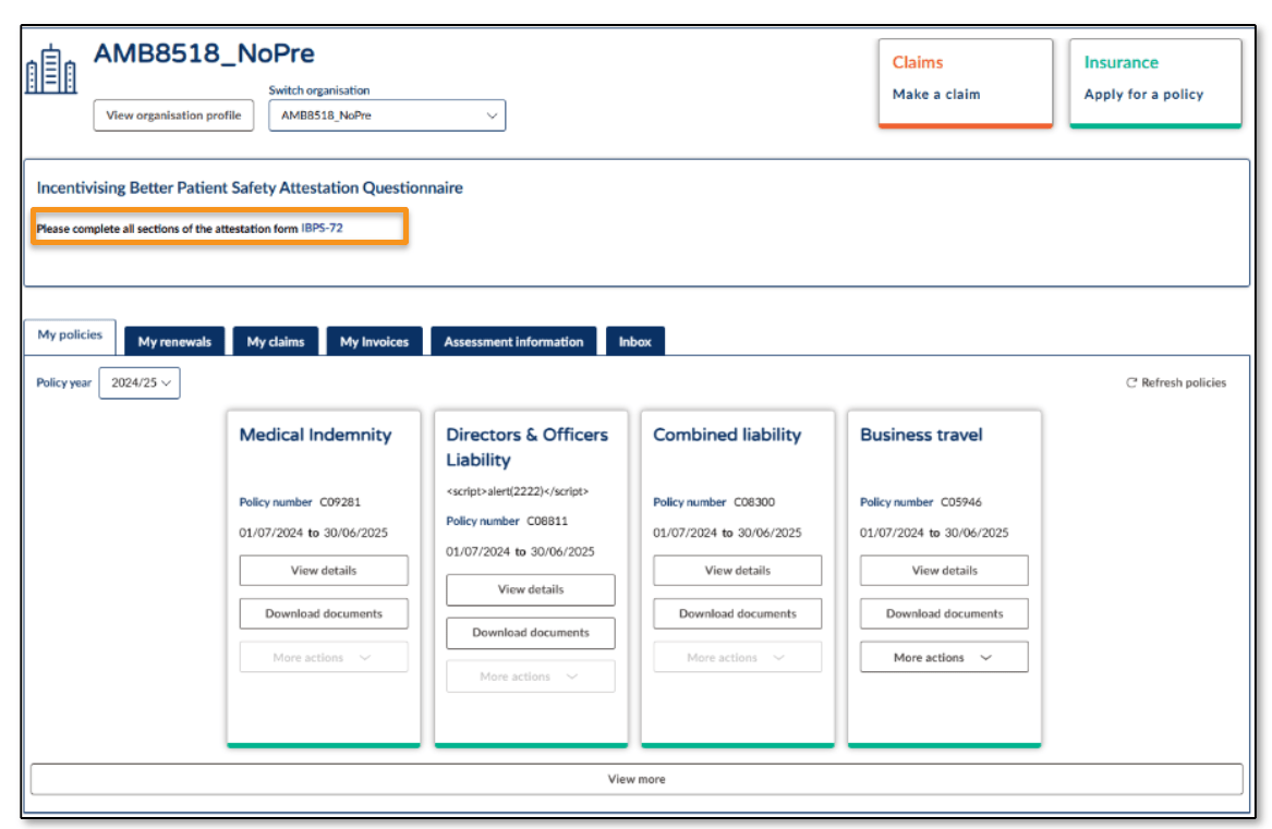 VMIA portal home page