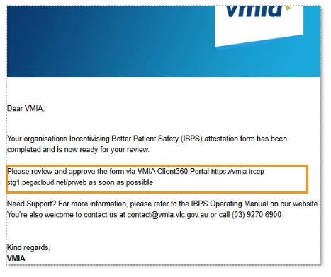 Email from VMIA