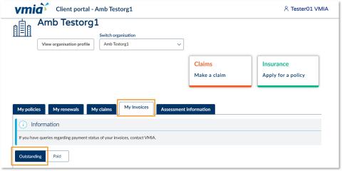 VMIA portal help centre - Policies  - Where do I find my invoice for the policy I requested or updated - illustration 01